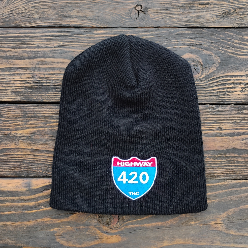 THC BLACK HIGHWAY 420 Embroidered TOBOGGAN KNIT VINTAGE BEANIE SKULL CAP HAT